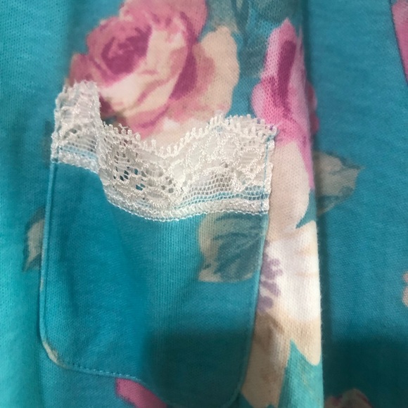 Miss Elaine Turquoise Flower Print Long Nightgown Size 3X NWT - Picture 3 of 12